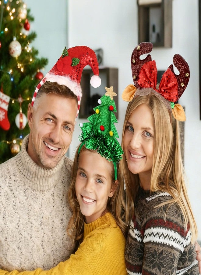 Wecoe 3pcs Christmas Headbands Set - Reindeer Antlers & Festive Hair Accessories for Women & Girls Party Supplies - Image 3